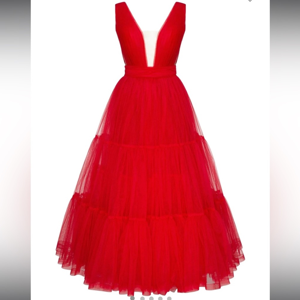 Red Milla Tender midi plunging neckline cut out dress size S
